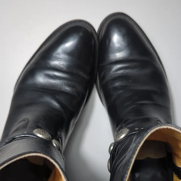 Vtg 90s Black Leather Harley Davidson Motorcycle Harness Boots Men's 11 Goodyear - Picture 16 of 16